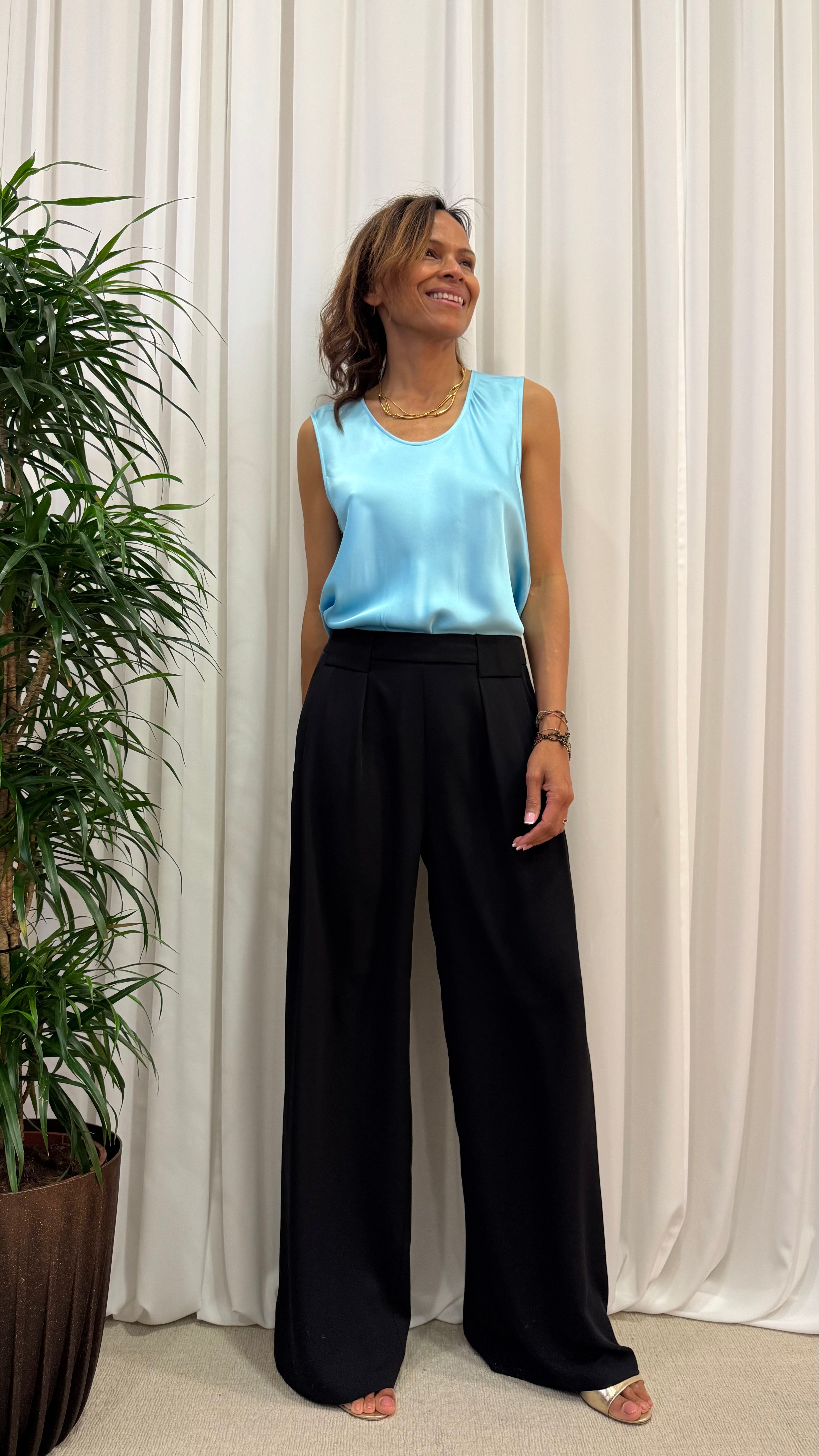 PANTALONE PALAZZO CON VITA ELASTICIZZATA