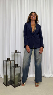SINGLE-BREASTED BLAZER WITH GOLD BUTTON