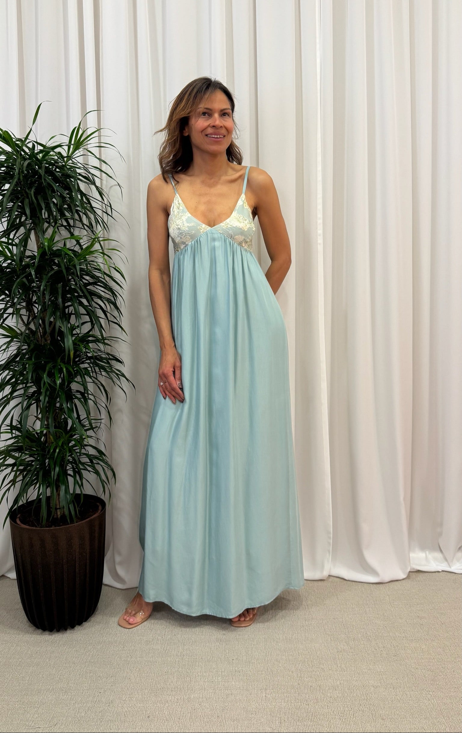 SLIP DRESS WITH JACQUARD DETAILS 