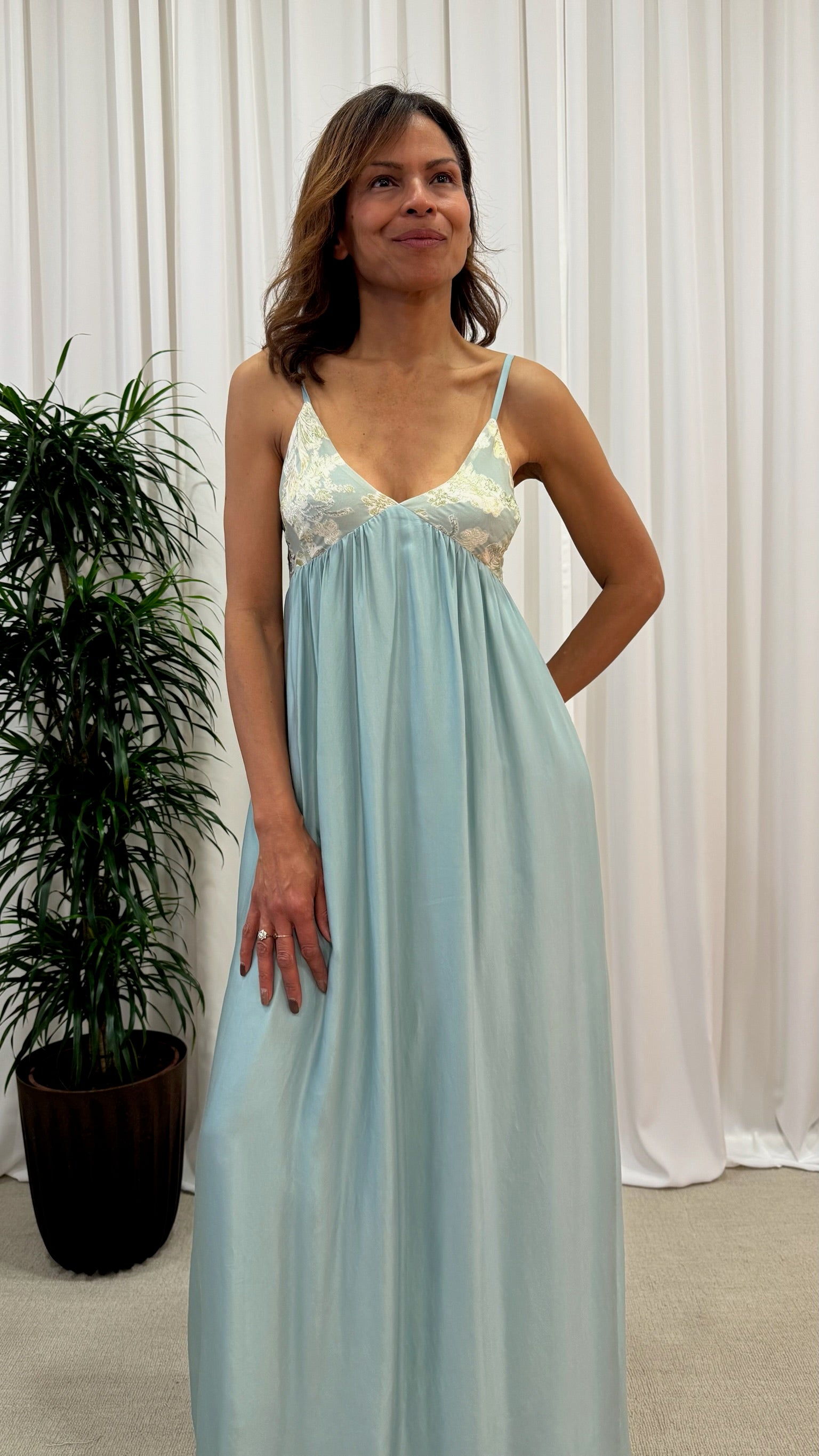 SLIP DRESS WITH JACQUARD DETAILS 