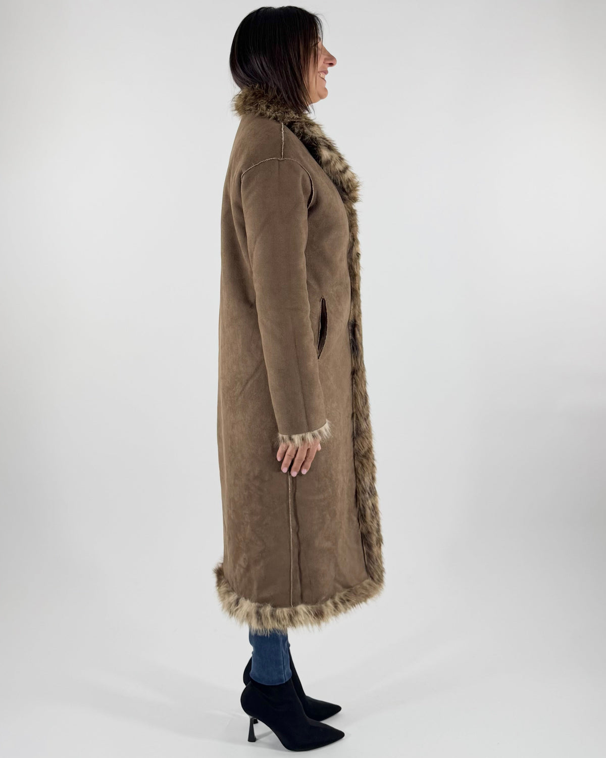 CAPPOTTO REVERSIBILE  ECOPELLICCIA ANIMALIER