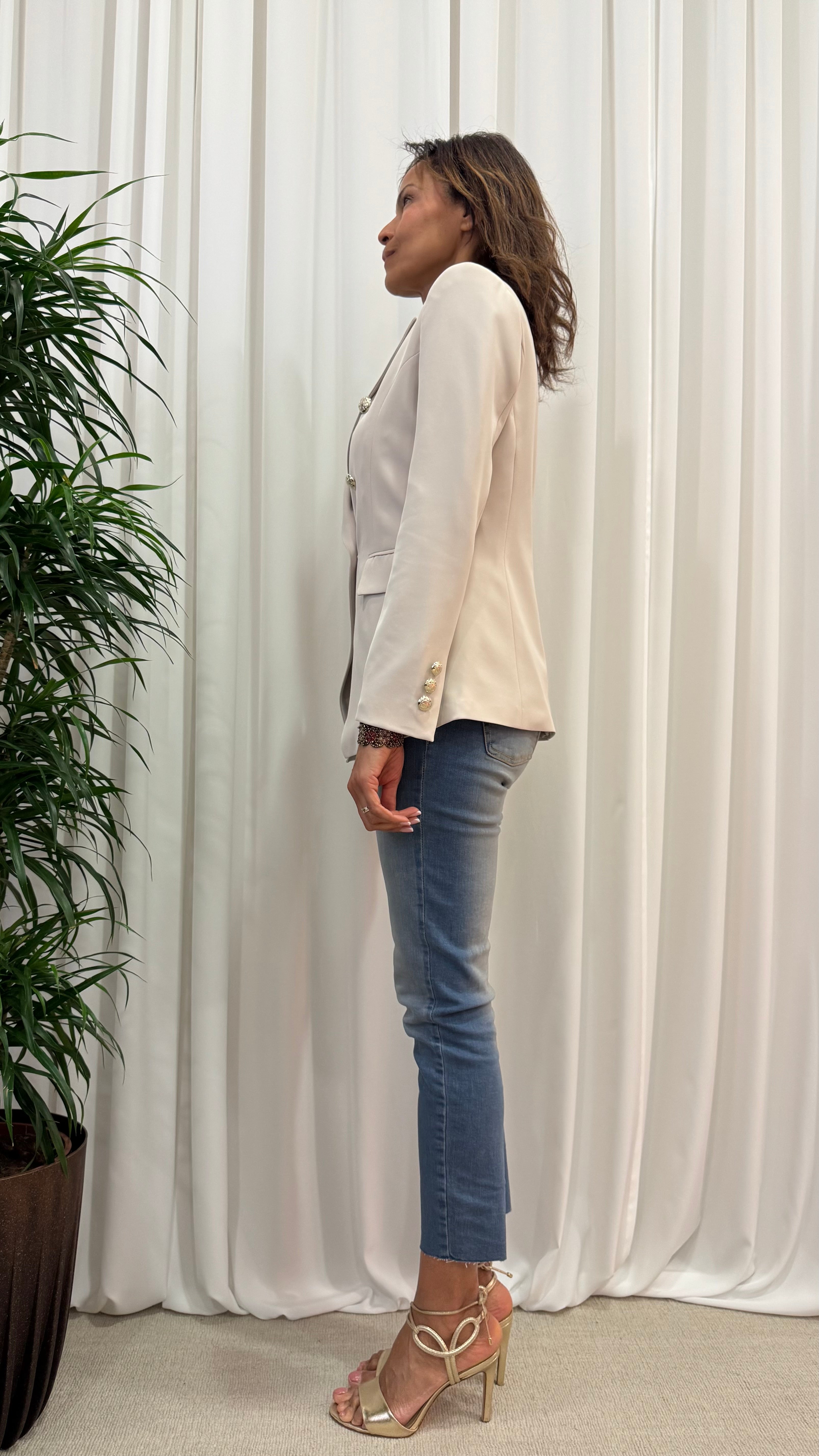 DOUBLE-BREASTED BLAZER WITH GOLD BUTTONS