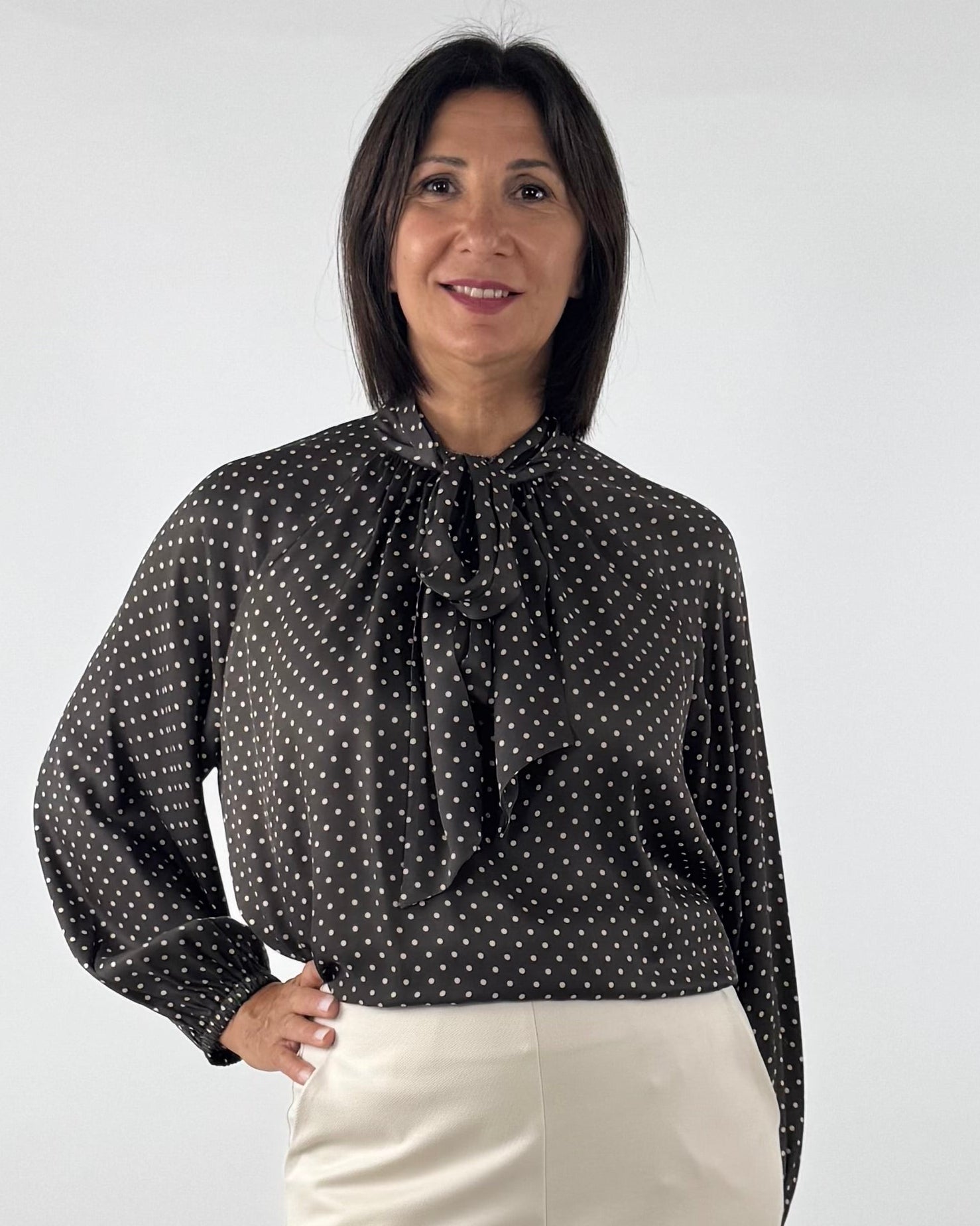 BLUSA IN RASO A POIS