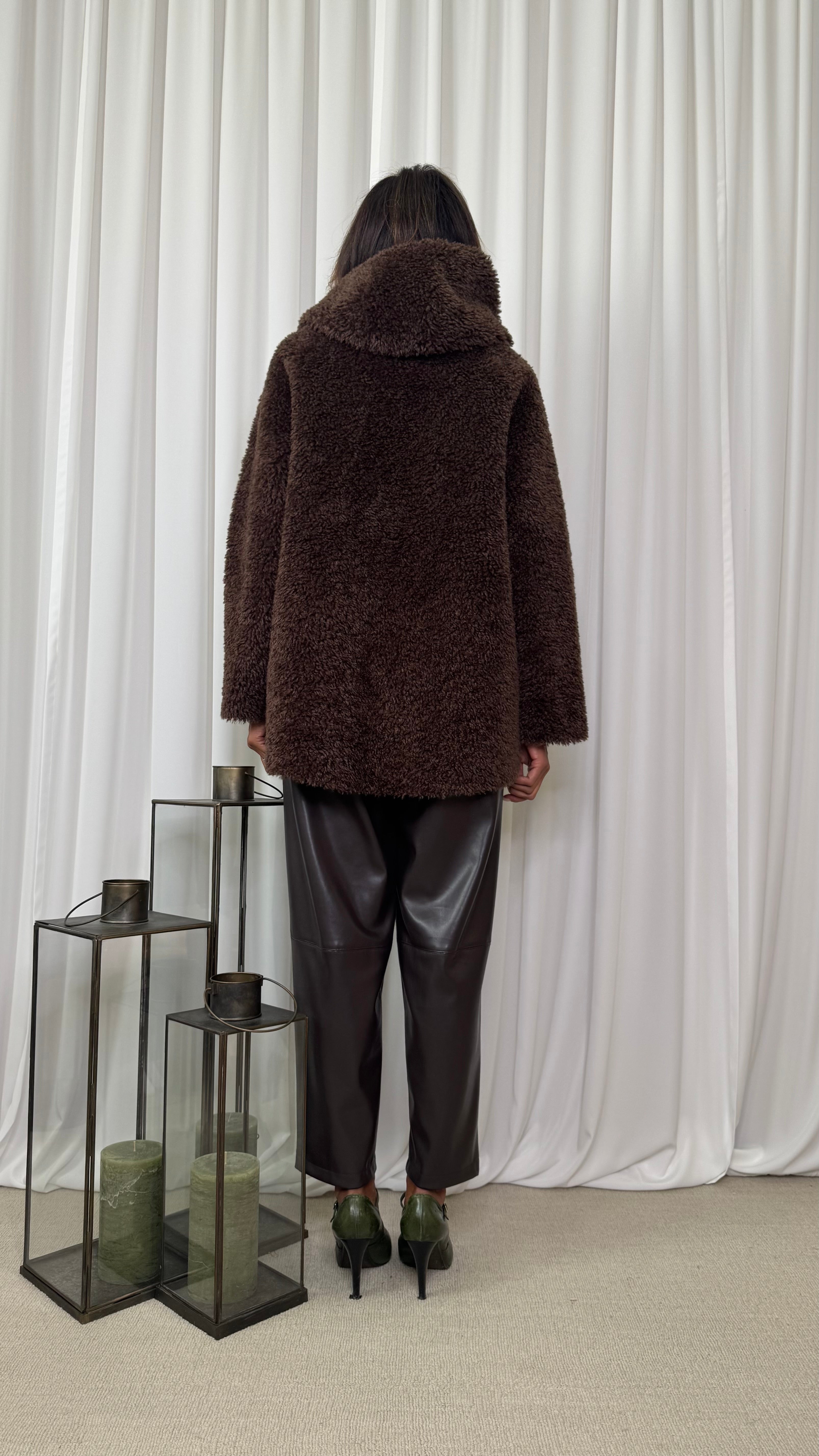 GIACCONE CON CAPPUCCIO REVERSIBILE IN ECOPELLE E TEDDY