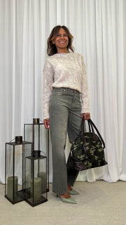 CABLE KNIT SWEATER WITH MICRO SEQUINS