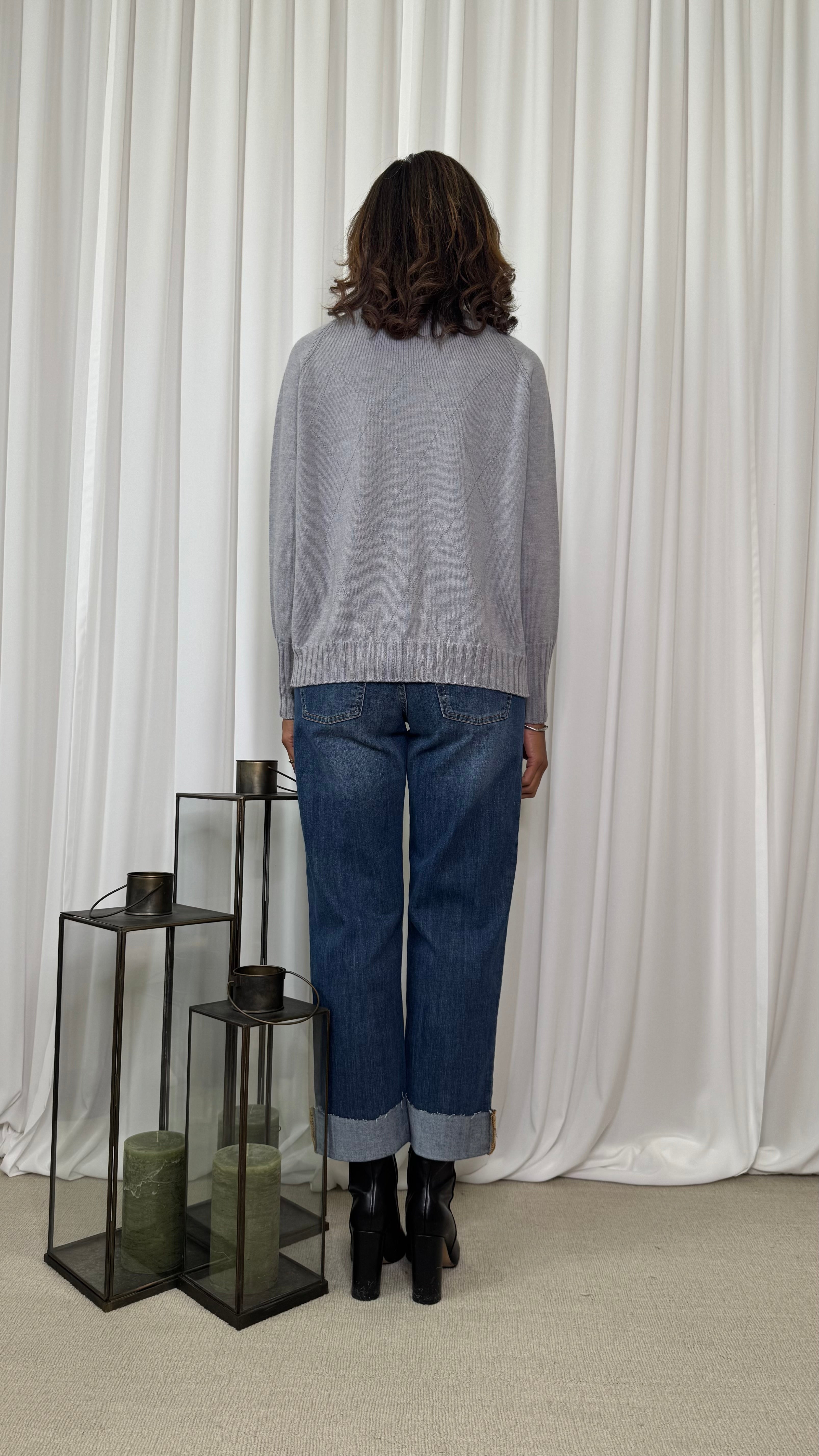 TURTLENECK SWEATER WITH DIAMOND PATTERN