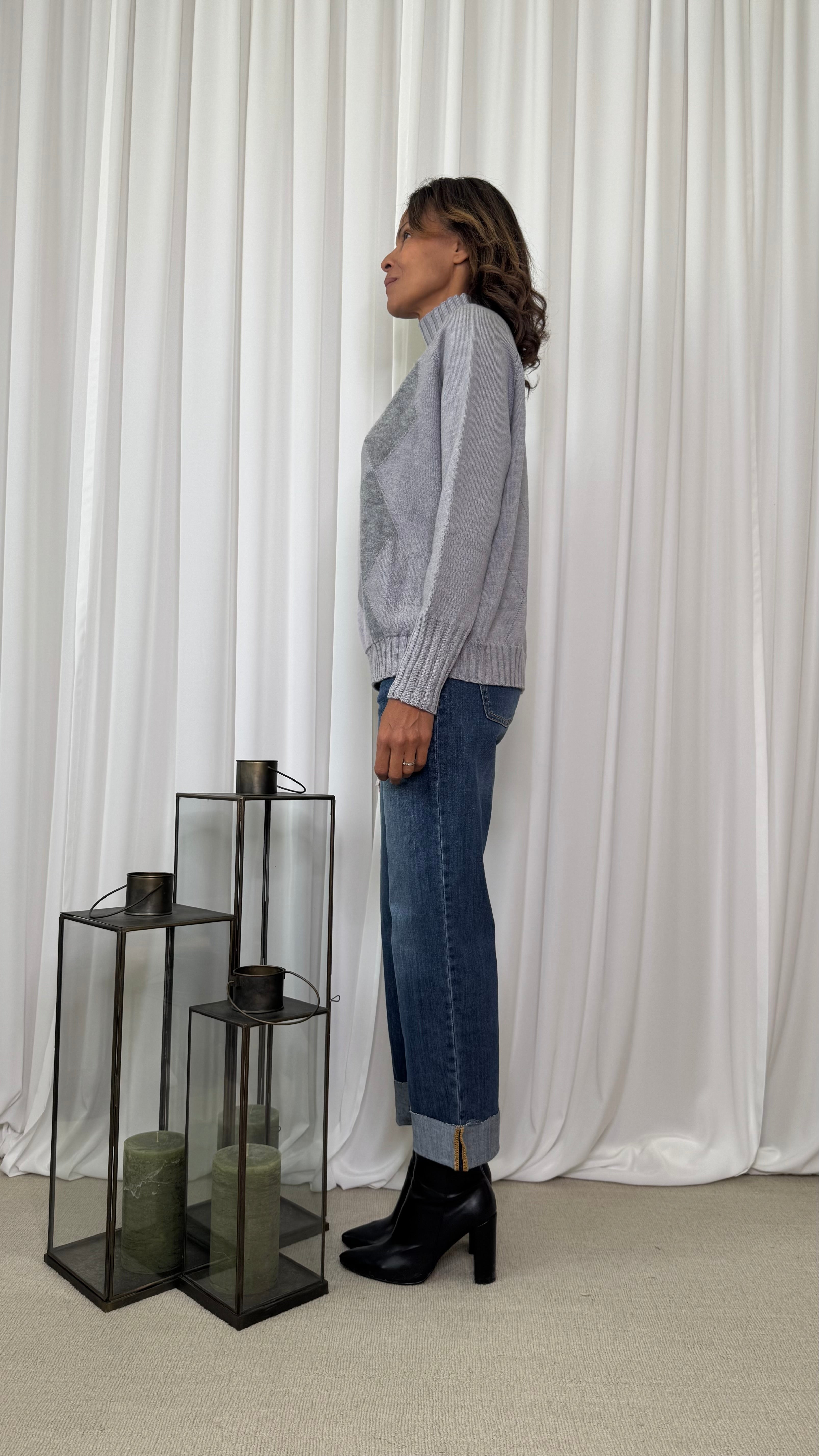 TURTLENECK SWEATER WITH DIAMOND PATTERN
