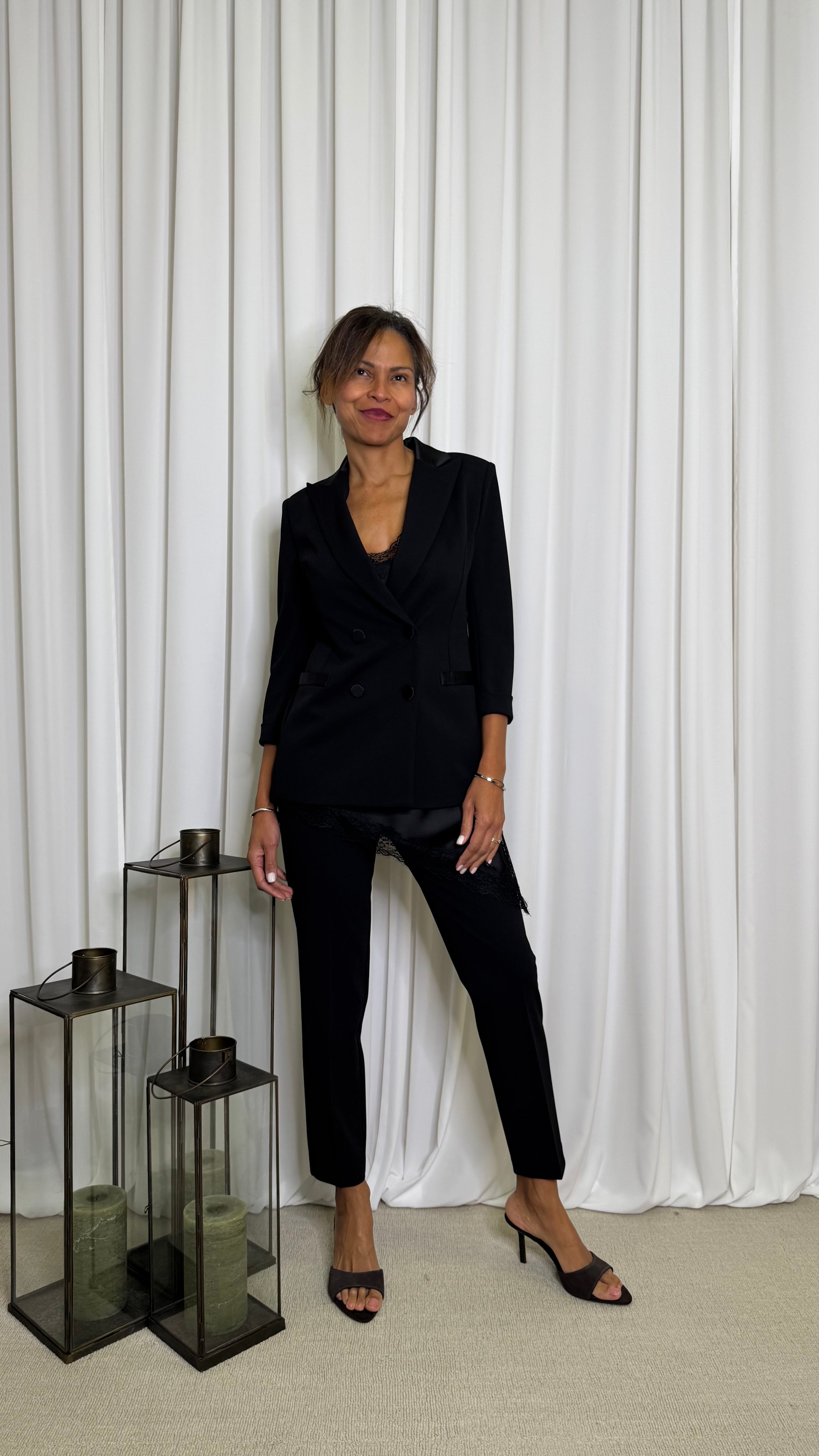 BLAZER DOPPIOPETTO CON FINUTRE IN RASO