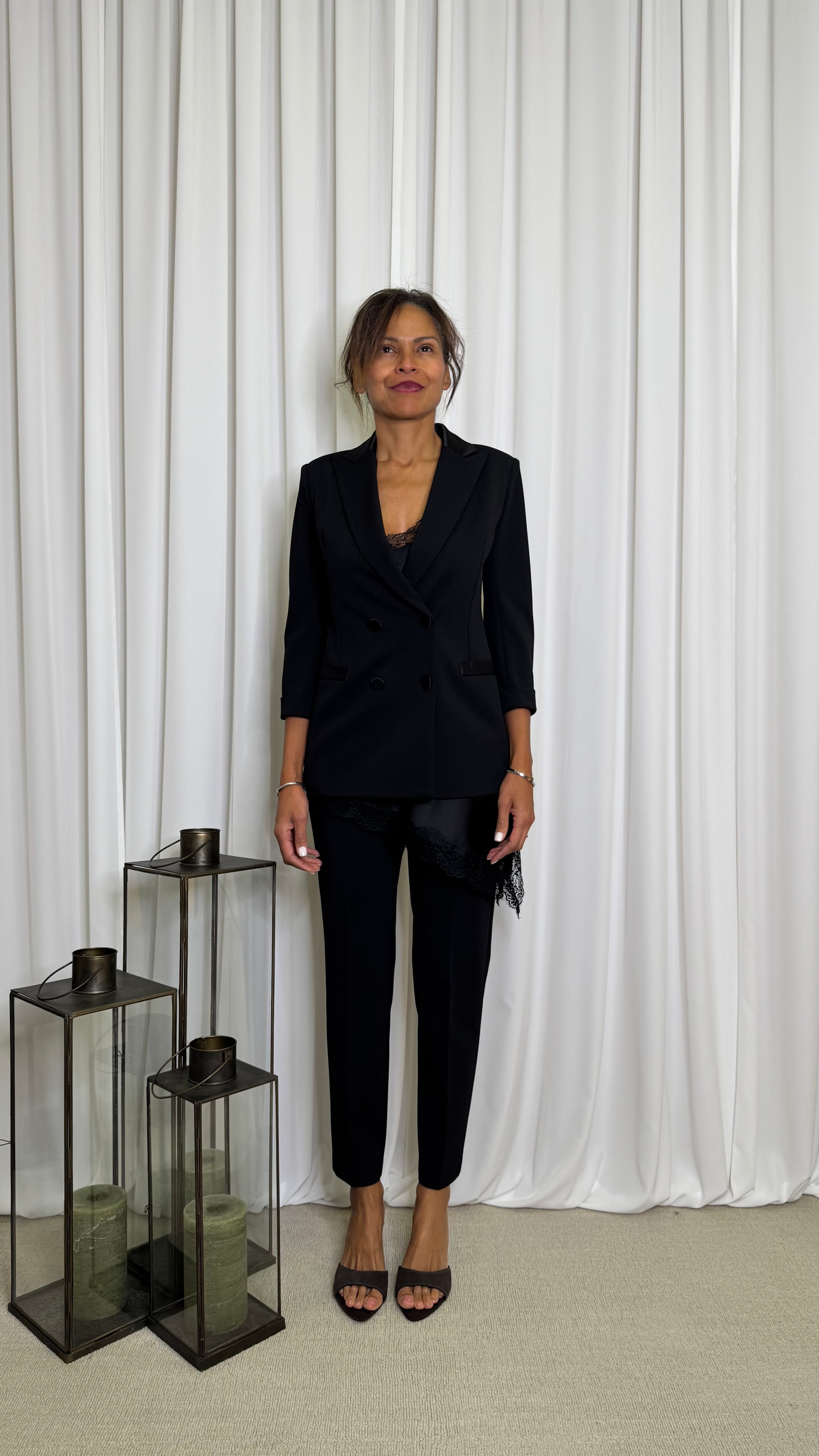 BLAZER DOPPIOPETTO CON FINUTRE IN RASO