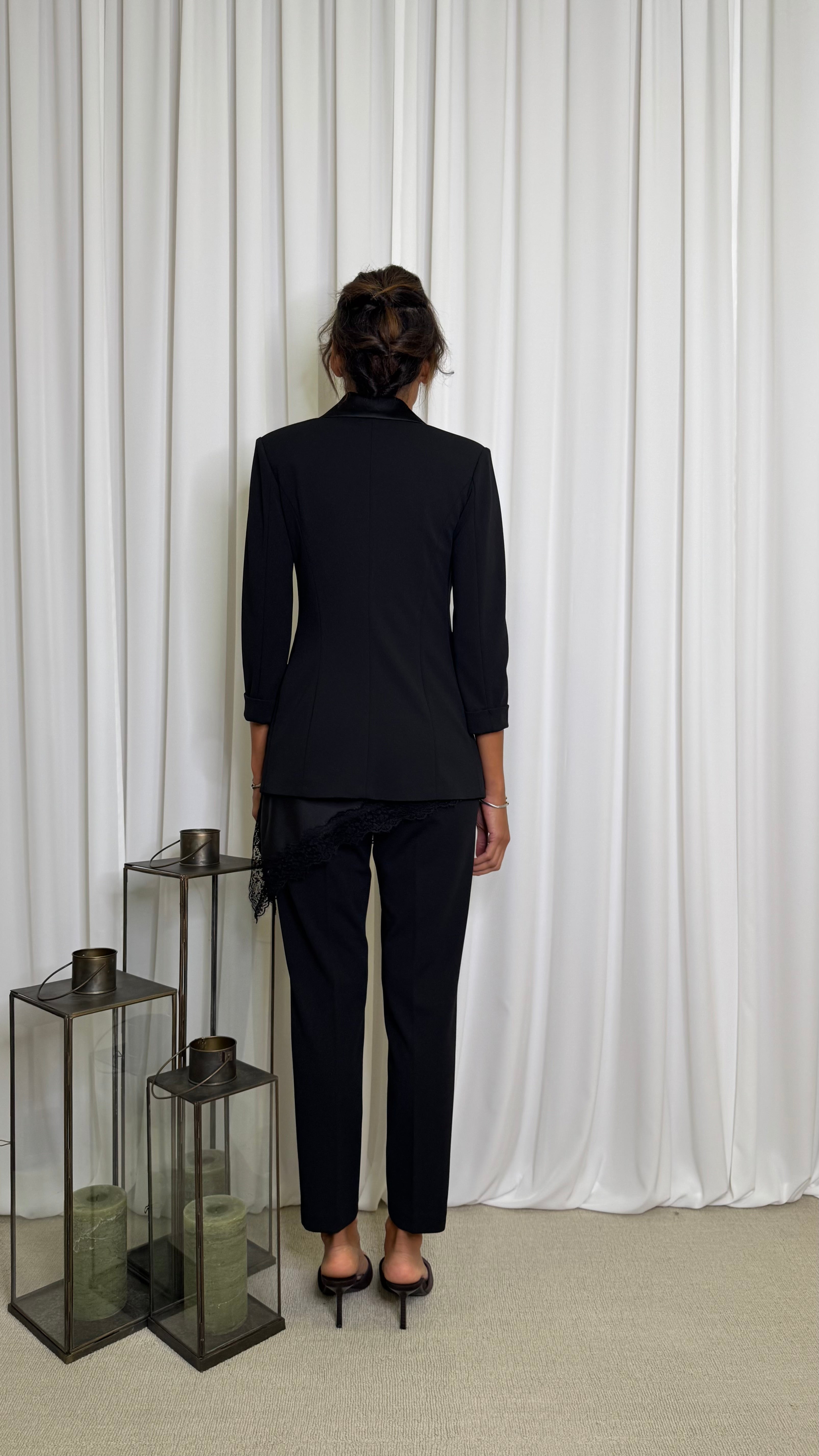 BLAZER DOPPIOPETTO CON FINUTRE IN RASO