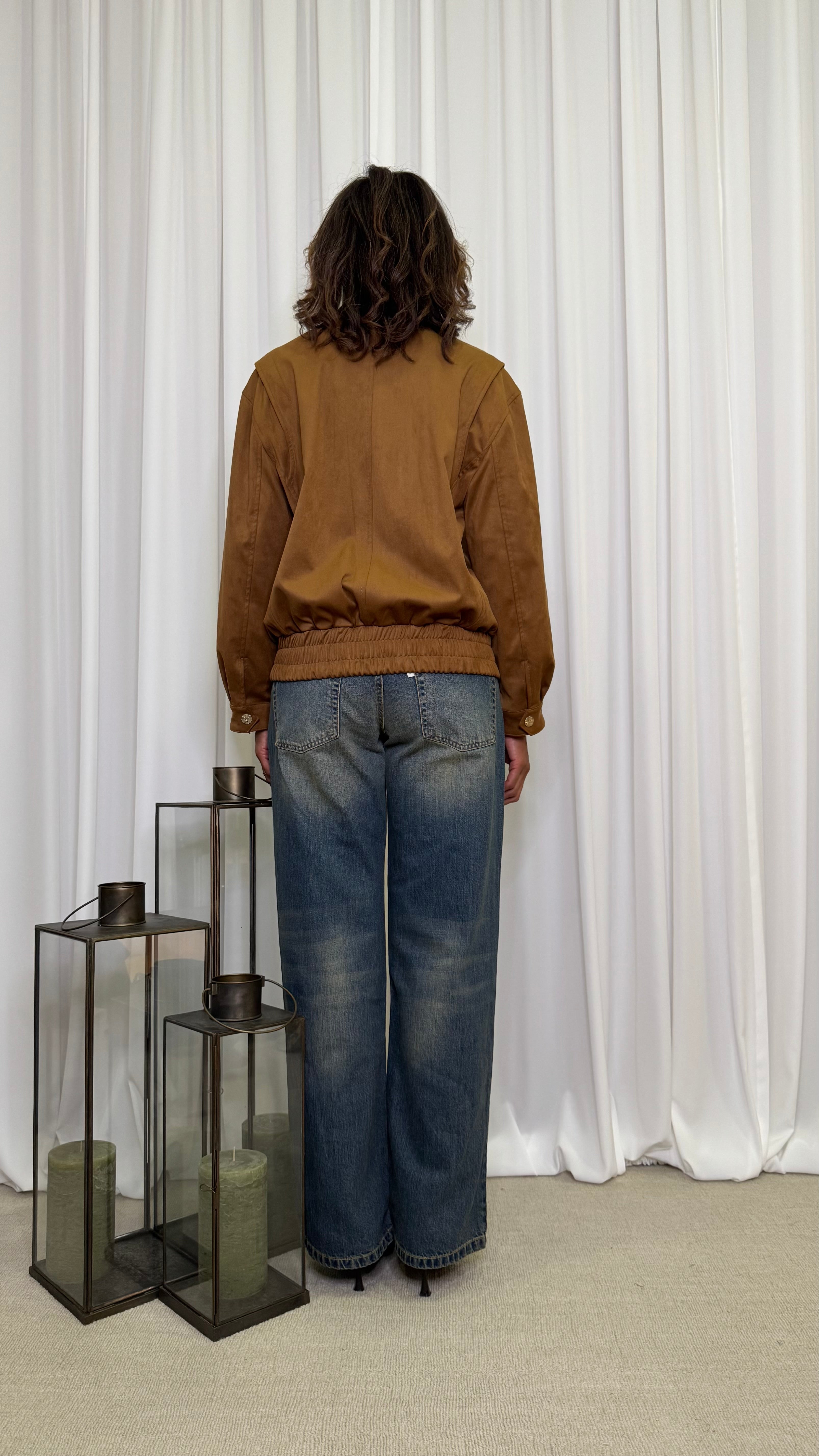 SUEDE-EFFECT JACKET WITH ZIP