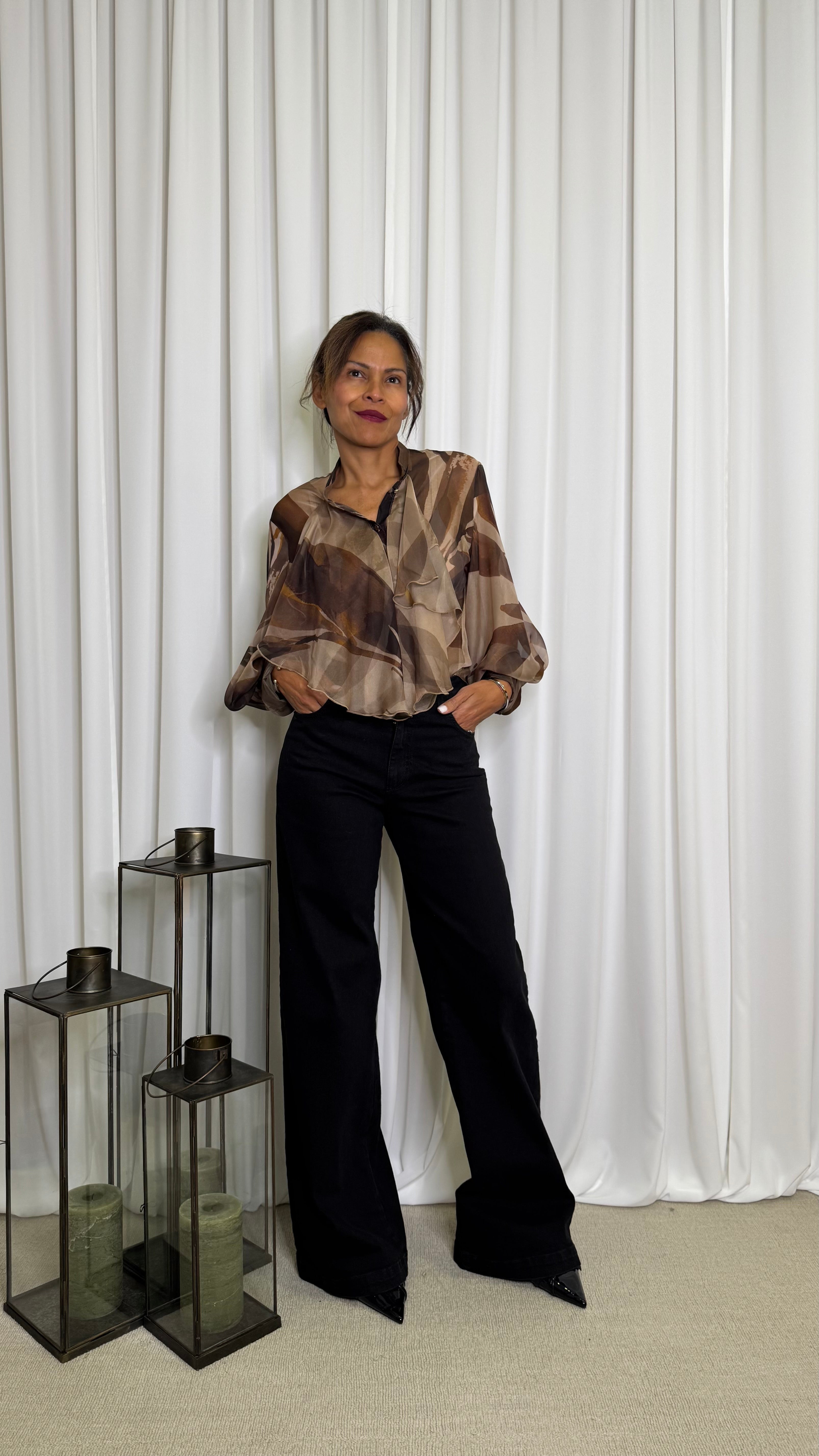 CAMICIA IN CHIFFON CON STAMPA ASTRATTA