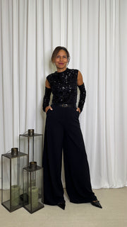 PANTALONI PALAZZO A VITA ALTA CON CINTURA