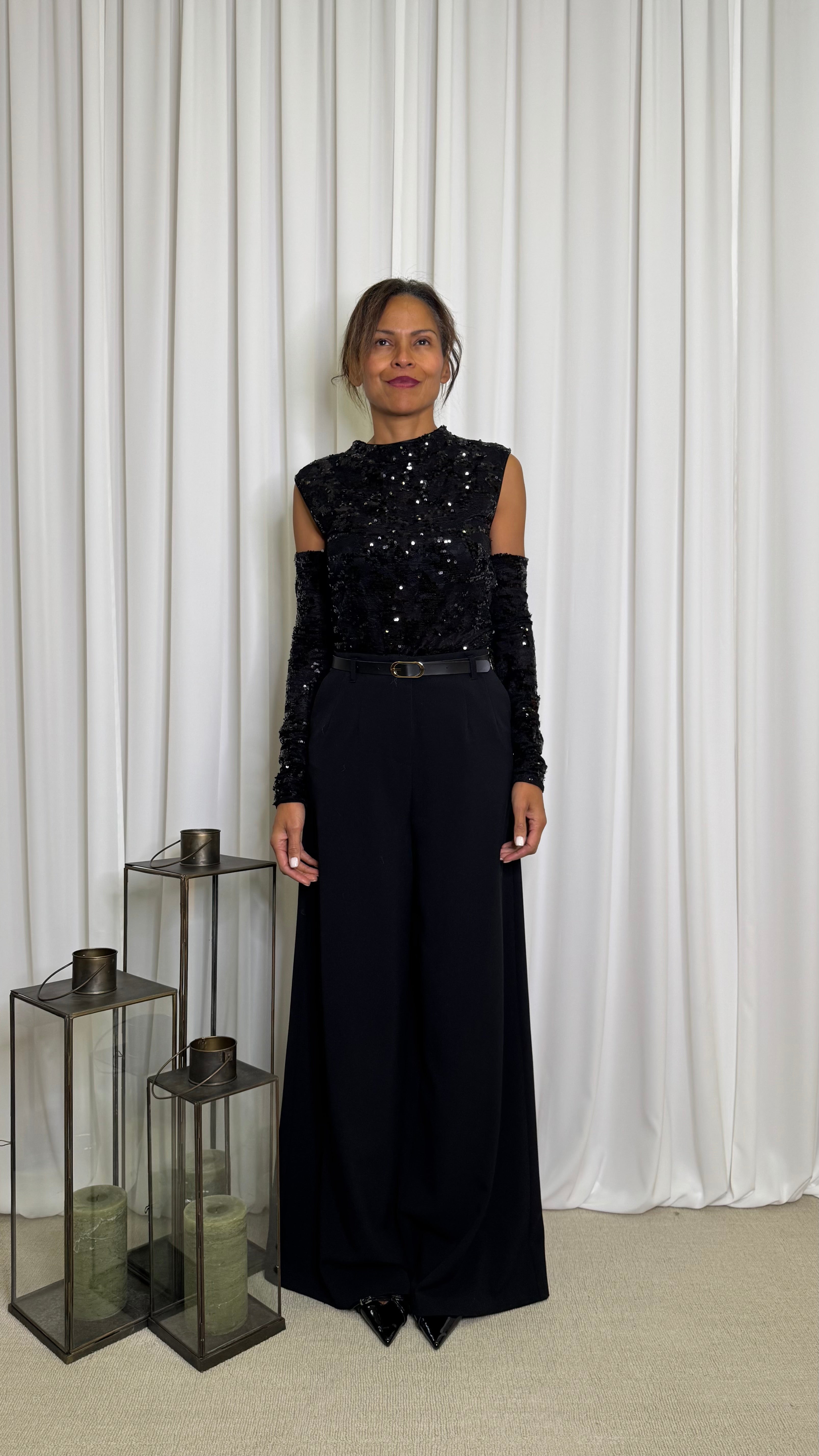 PANTALONI PALAZZO A VITA ALTA CON CINTURA