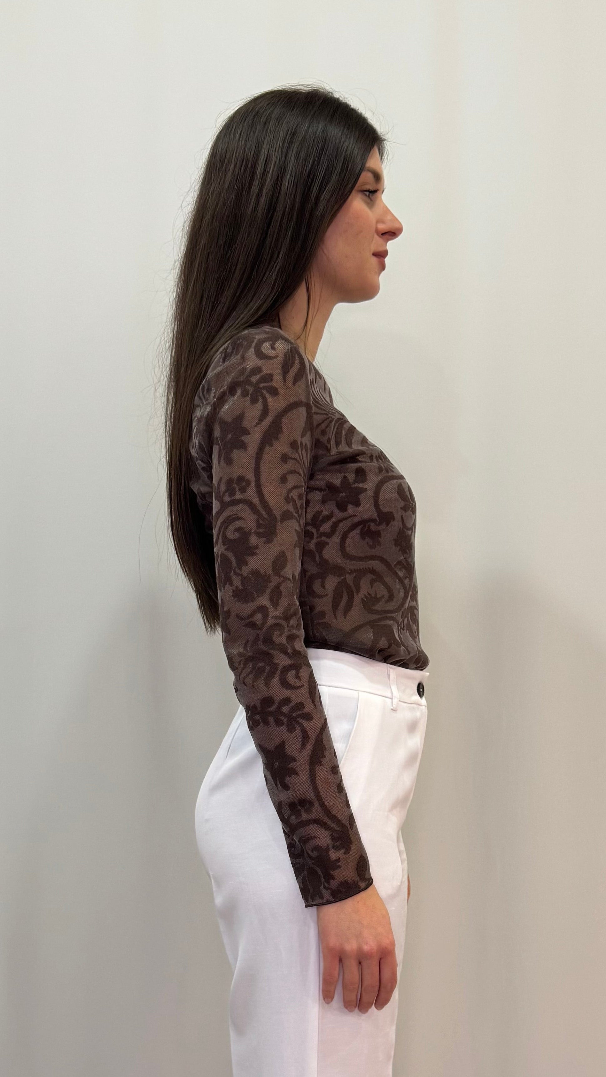 MAGLIETTA IN TULLE LAVORATO