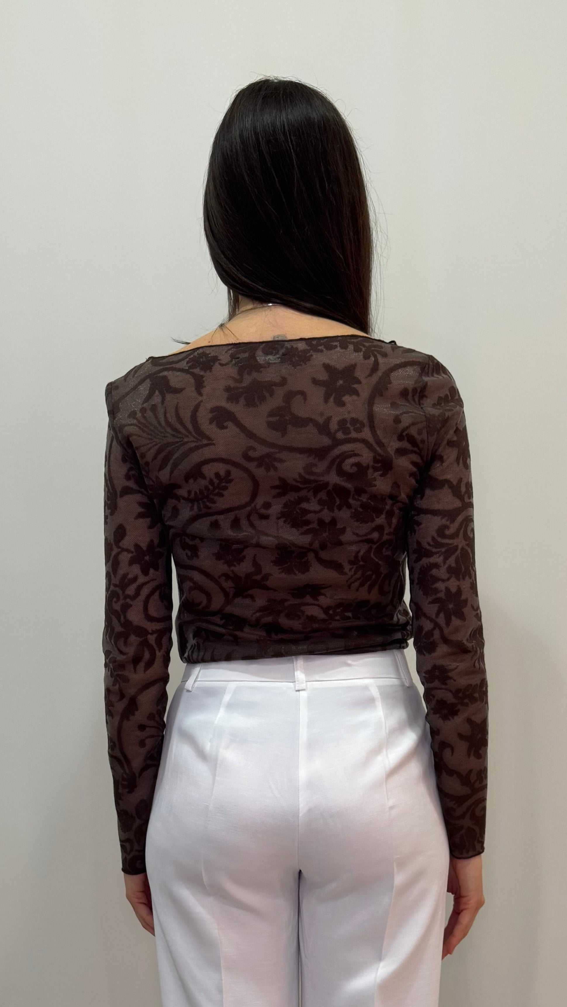 MAGLIETTA IN TULLE LAVORATO