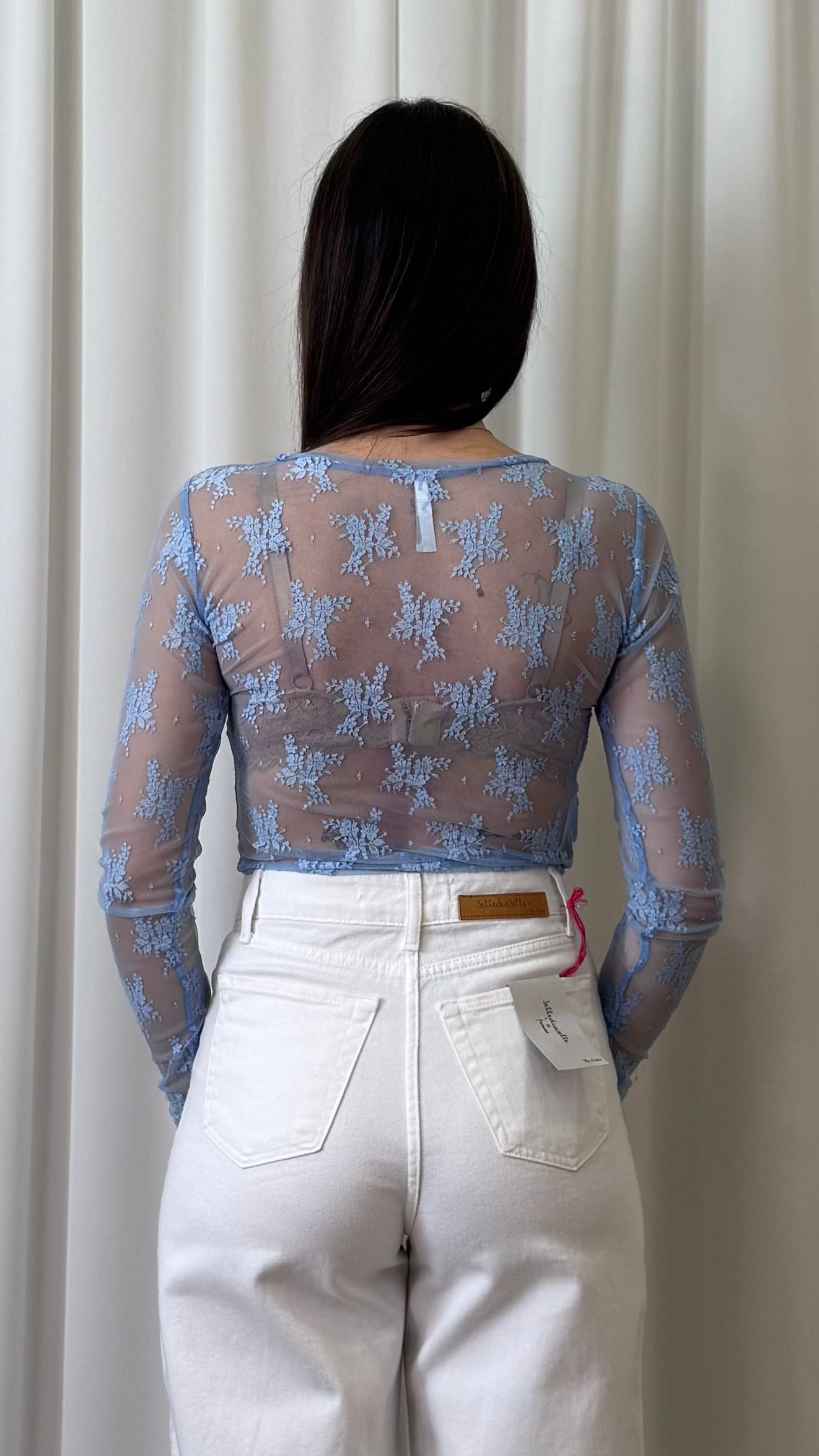 T-SHIRT IN PIZZO MANICA LUNGA