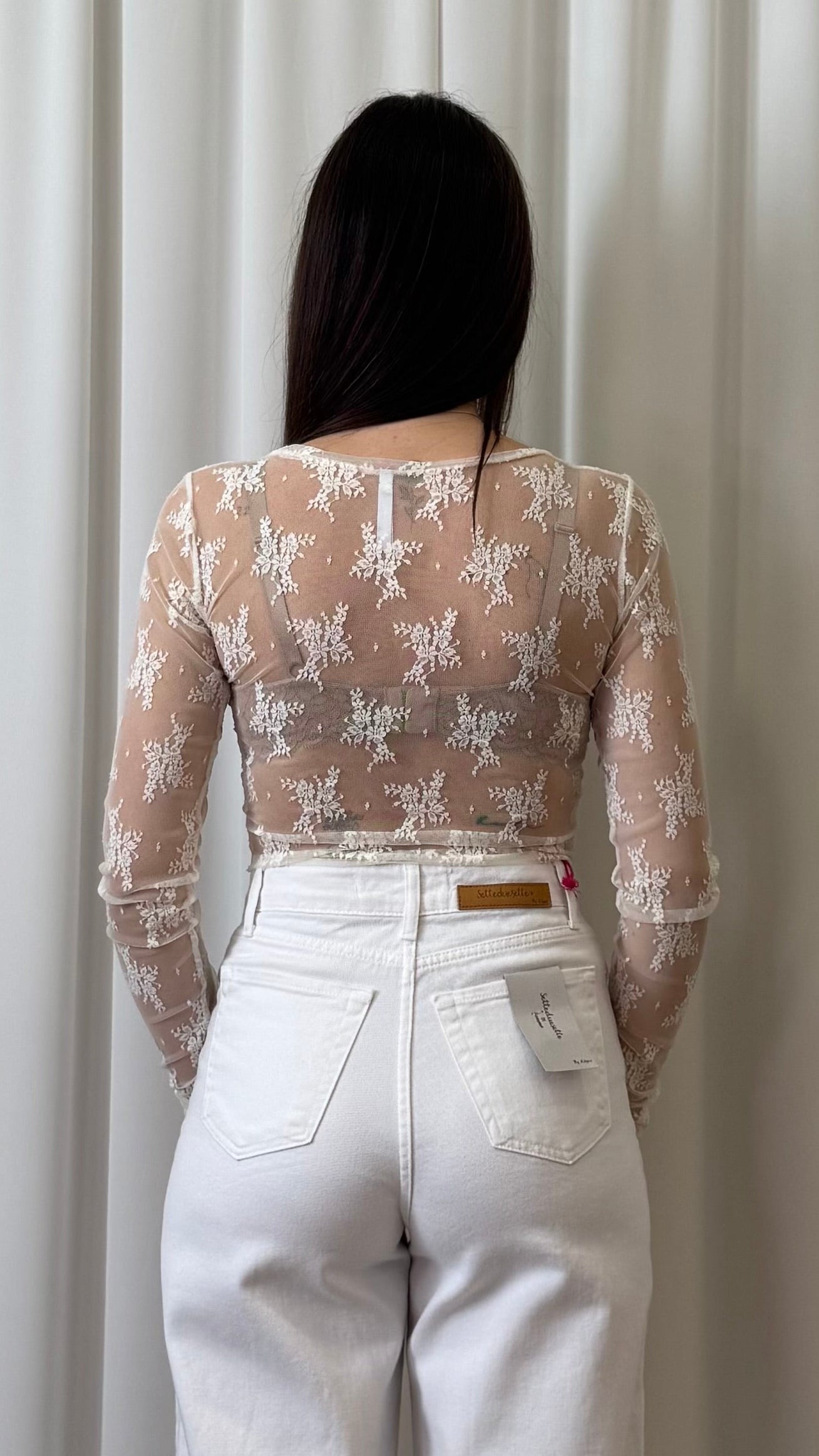 T-SHIRT IN PIZZO MANICA LUNGA