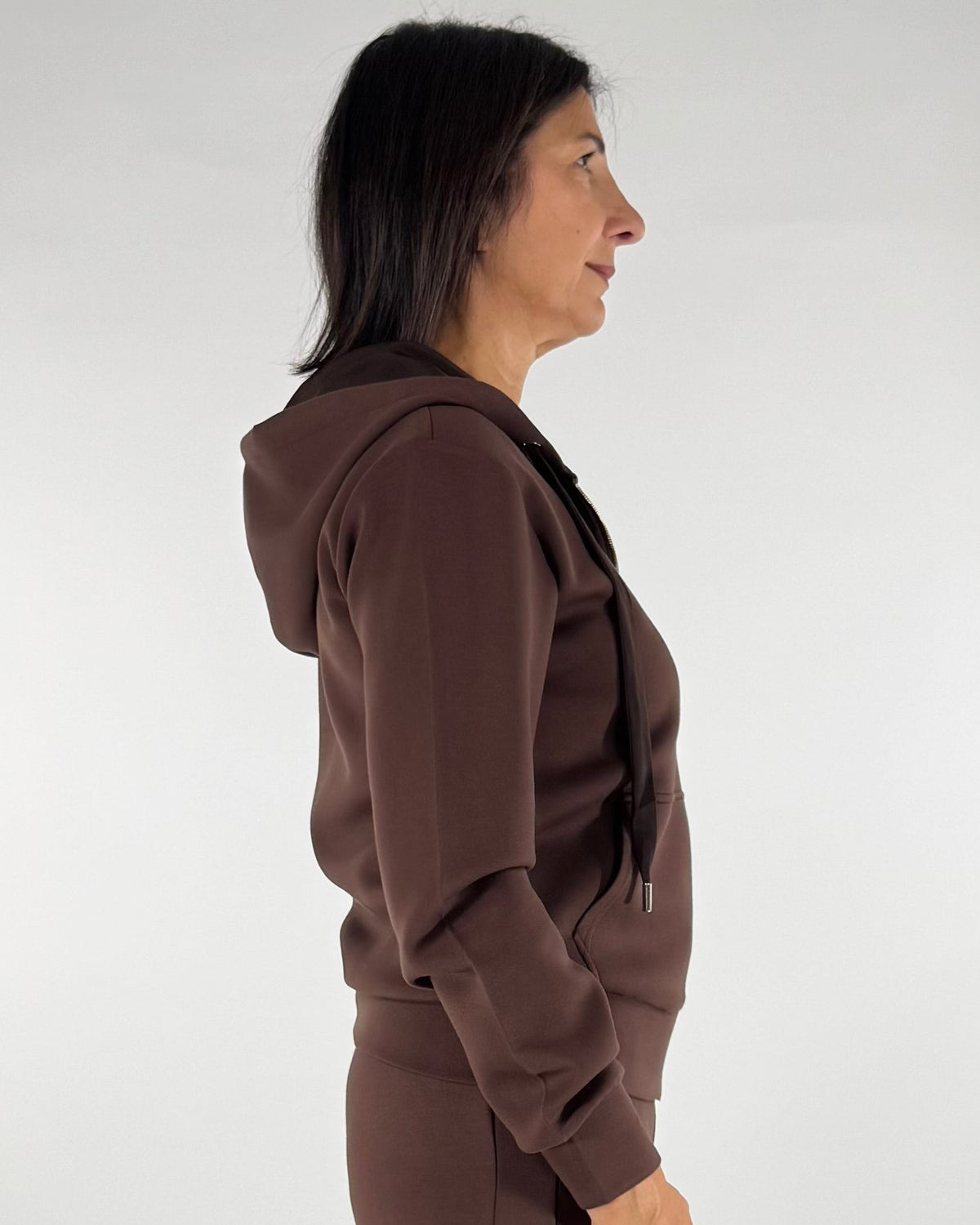 FELPA CON CAPPUCCIO E ZIP