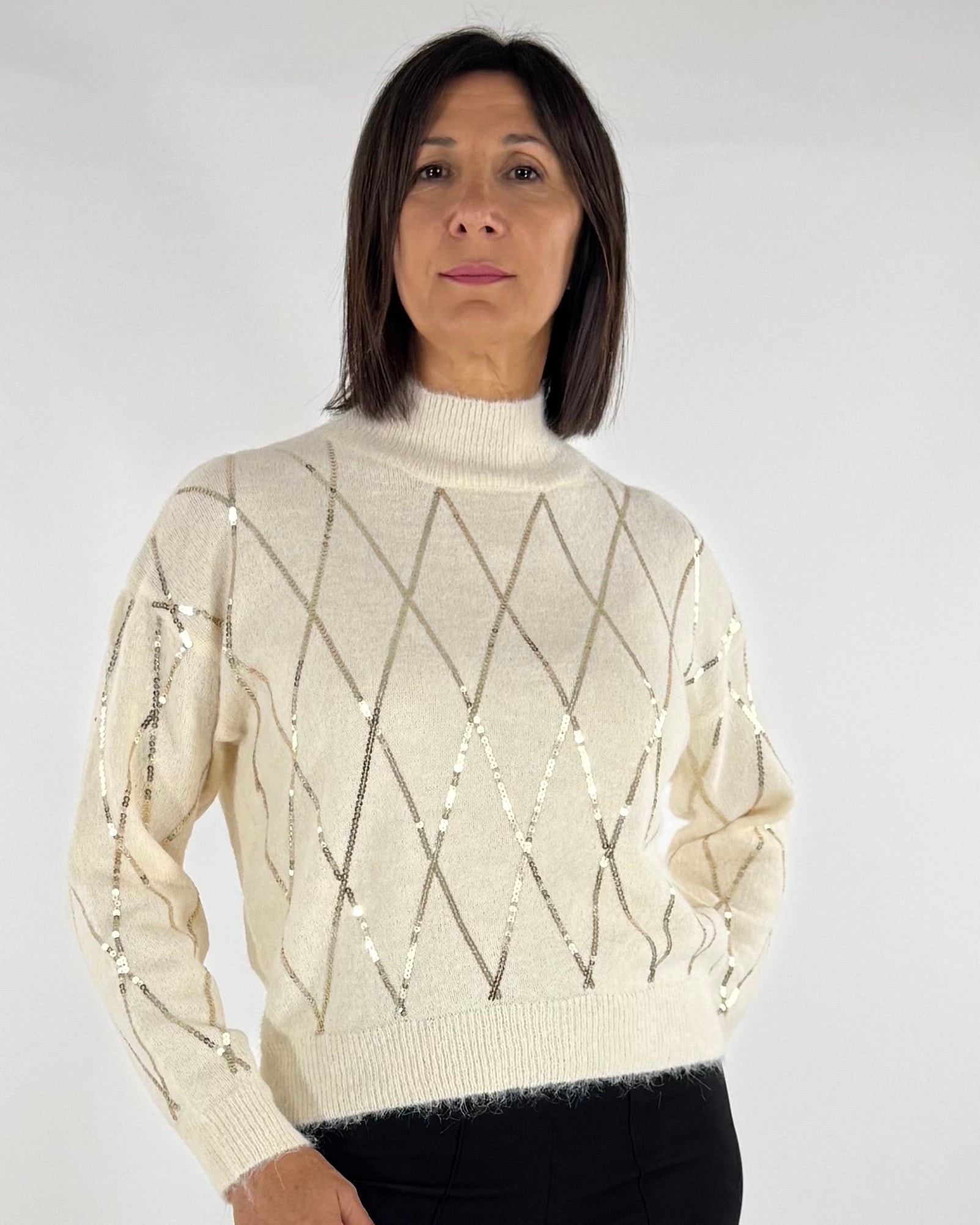 MAGLIA A ROMBI DI PAILLETTES