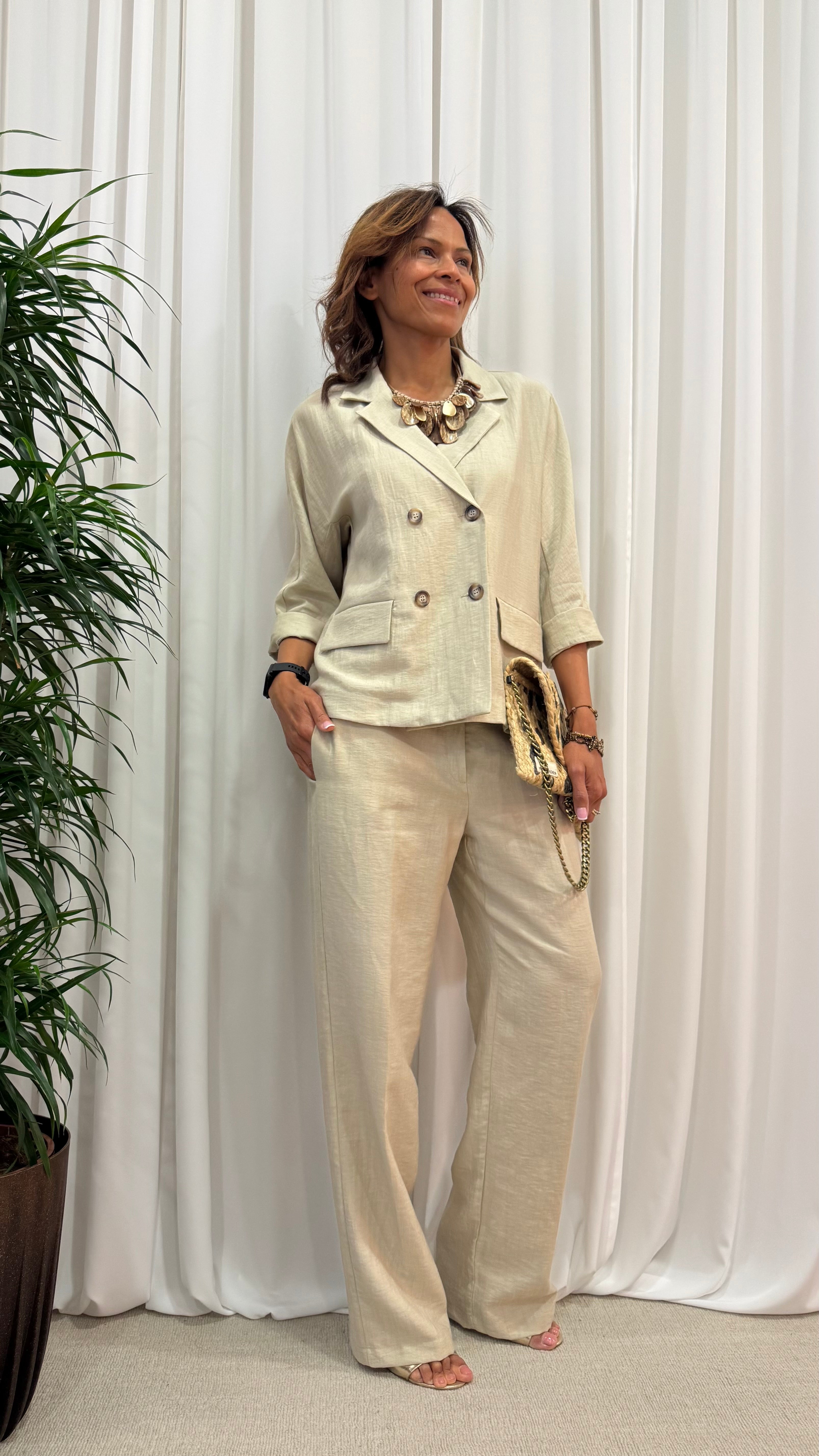 BLAZER DOPPIOPETTO IN LINO E VISCOSA