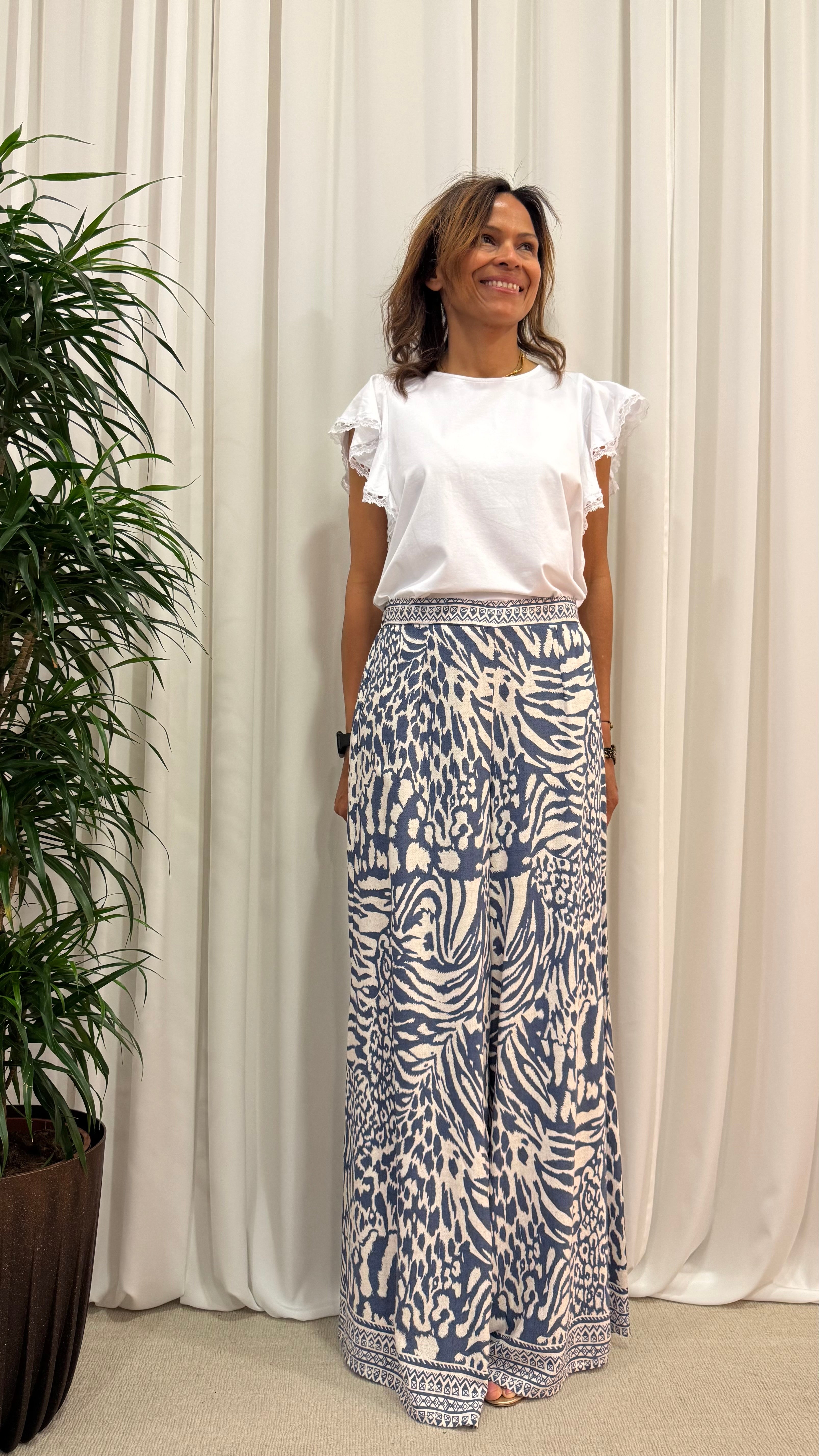 WIDE TROUSERS WITH ETHNIC PRINT 